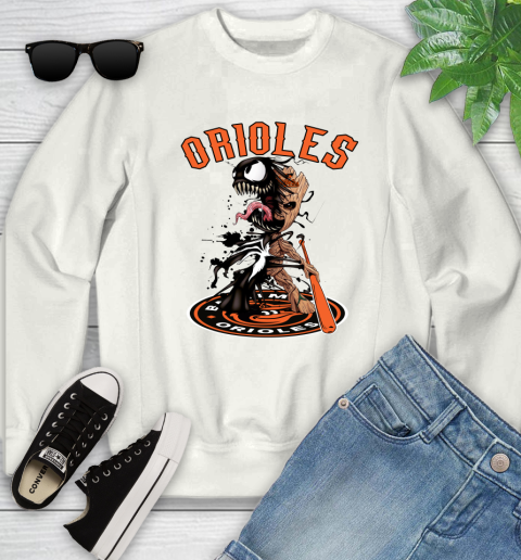 MLB Baltimore Orioles Baseball Venom Groot Guardians Of The Galaxy Youth Sweatshirt