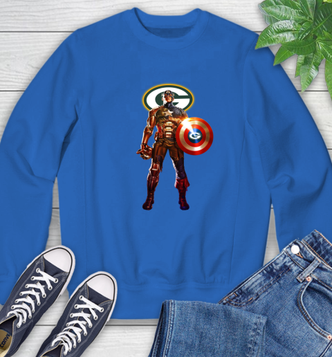 NFL Captain America Marvel Avengers Endgame Football Sports Green Bay Packers Sweatshirt 8