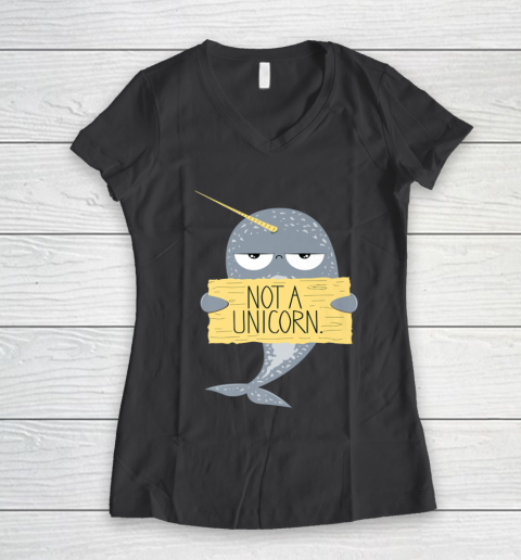 Not A Unicorn Cute Funny Narwhal Graphic Women's V-Neck T-Shirt 8