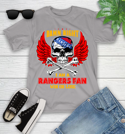 NHL Damn Right I Am A New York Rangers Win Or Lose Skull Hockey Sports Youth T-Shirt 4
