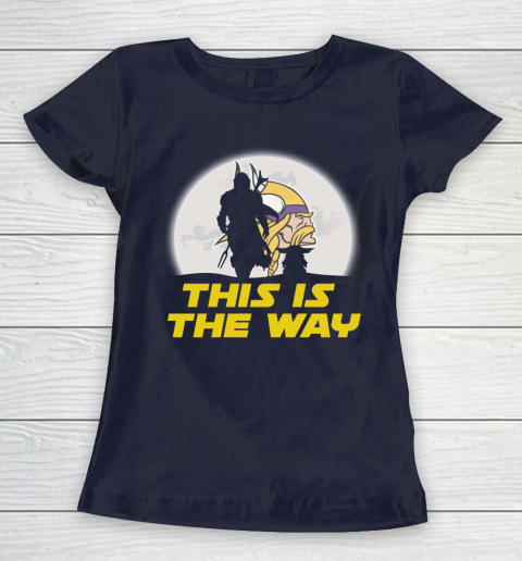 Minnesota Vikings NFL Football Star Wars Yoda And Mandalorian This Is The Way Women's T-Shirt 2