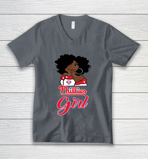Philadelphia Philliess Girl MLB V-Neck T-Shirt 5