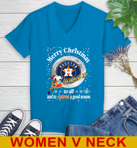 Houston Astros Merry Christmas To All And To Astros A Good Season MLB Baseball Sports Women's V-Neck T-Shirt 7