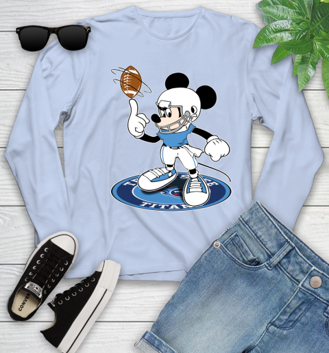 NFL Football Tennessee Titans Cheerful Mickey Disney Shirt Youth Long Sleeve 9