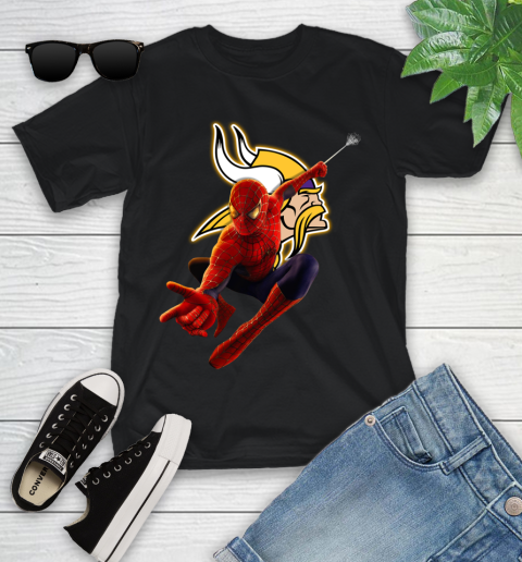 NFL Spider Man Avengers Endgame Football Minnesota Vikings Youth T-Shirt 2