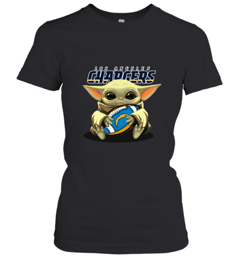 Baby Yoda Loves The Los Angeles Chargers Star Wars NFL Women's T-Shirt