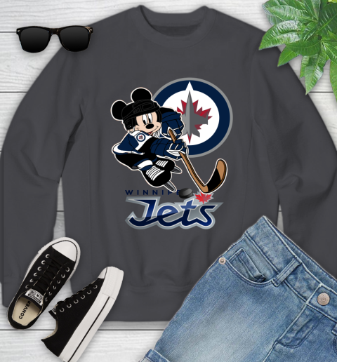 NHL Winnipeg Jets Mickey Mouse Disney Hockey T Shirt Youth Sweatshirt 6