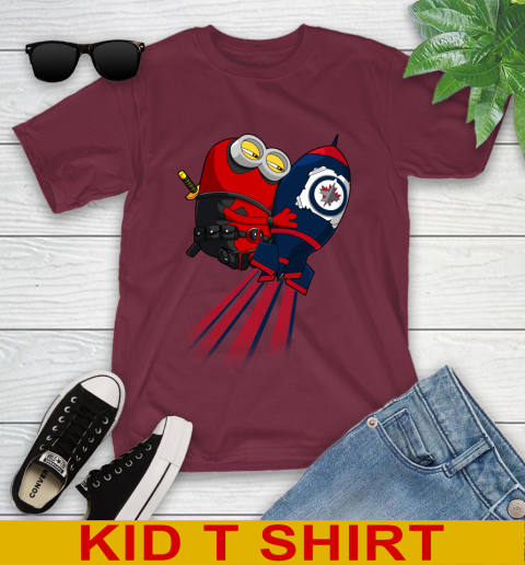 NHL Hockey Winnipeg Jets Deadpool Minion Marvel Shirt Youth T-Shirt 5