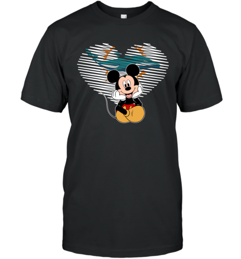 NFL Miami Dolphins The Heart Mickey Mouse Disney Football T Shirt