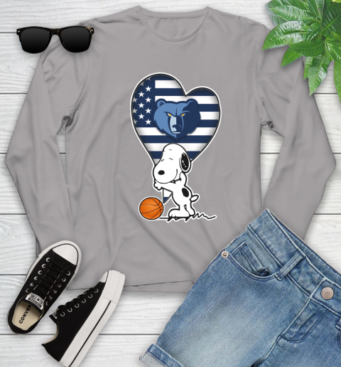 Memphis Grizzlies NBA Basketball The Peanuts Movie Adorable Snoopy Youth Long Sleeve 5