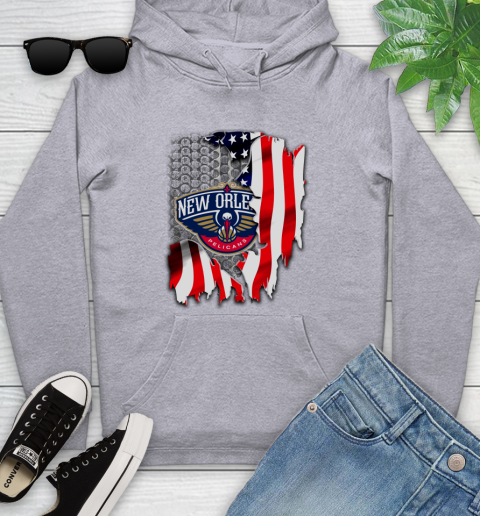 New Orleans Pelicans NBA Basketball American Flag Youth Hoodie 6