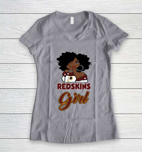 Washington Redskins Girl NFL Women's V-Neck T-Shirt 4