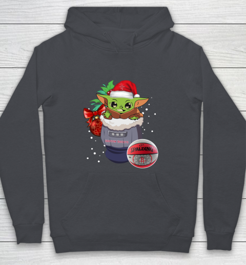 Houston Rockets Christmas Baby Yoda Star Wars Funny Happy NBA Youth Hoodie 7