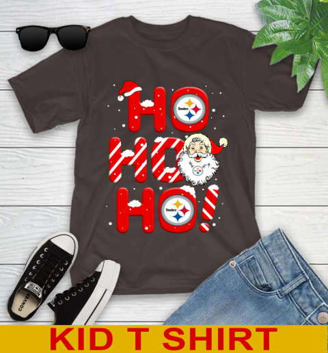 Pittsburgh Steelers NFL Football Ho Ho Ho Santa Claus Merry Christmas Shirt Youth T-Shirt 6