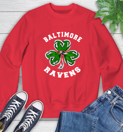 NFL Baltimore Ravens Three Leaf Clover St Patrick's Day Football Sports Sweatshirt 10