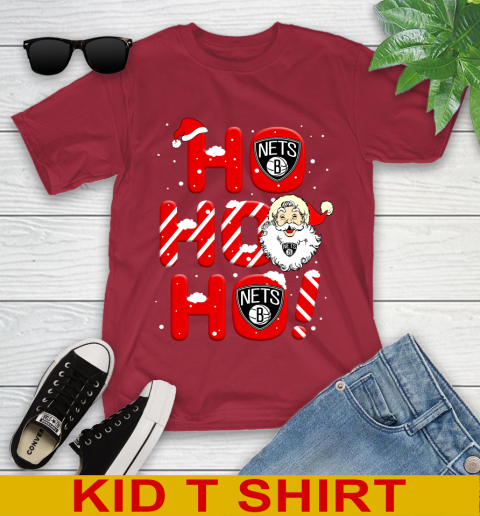 Brooklyn Nets NBA Basketball Ho Ho Ho Santa Claus Merry Christmas Shirt Youth T-Shirt 12