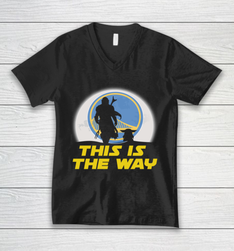 Golden State Warriors NBA Basketball Star Wars Yoda And Mandalorian This Is The Way V-Neck T-Shirt
