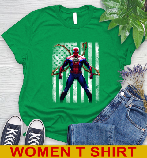 NBA Basketball Milwaukee Bucks Spider Man Avengers Marvel American Flag Shirt Women's T-Shirt - Image 8