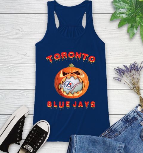 MLB Toronto Blue Jays Halloween Pumpkin Baseball Sports Racerback Tank 9