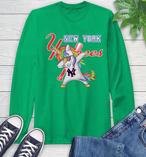 New York Yankees MLB Baseball Funny Unicorn Dabbing Sports Long Sleeve T-Shirt 7