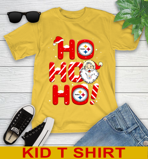 Pittsburgh Steelers NFL Football Ho Ho Ho Santa Claus Merry Christmas Shirt Youth T-Shirt 9