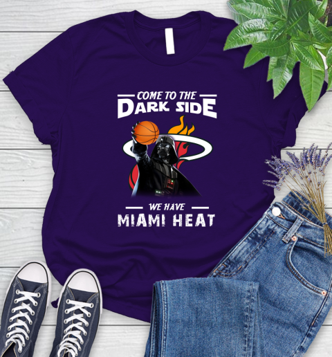 NBA Come To The Dark Side We Have Miami Heat Star Wars Darth Vader Basketball Women's T-Shirt 4