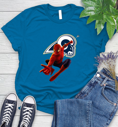 NFL Spider Man Avengers Endgame Football Los Angeles Rams Women's T-Shirt 7