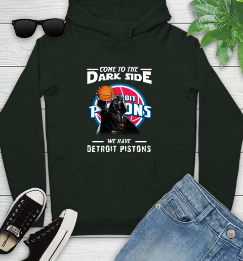 NBA Come To The Dark Side We Have Detroit Pistons Star Wars Darth Vader Basketball Youth Hoodie 14
