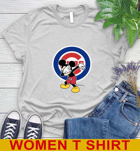 Chicago Cubs MLB Baseball Dabbing Mickey Disney Sports Women's T-Shirt