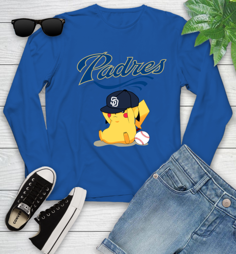 MLB Pikachu Baseball Sports San Diego Padres Youth Long Sleeve 9