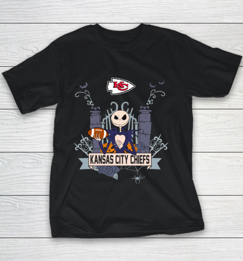 NFL Kansas City Chiefs Football Jack Skellington Halloween Youth T-Shirt