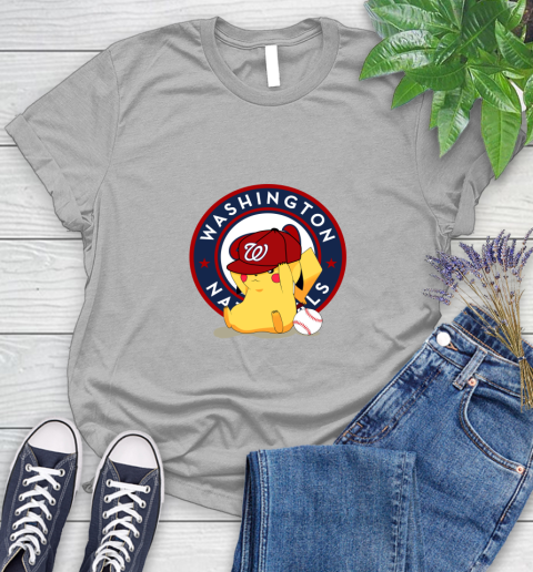 MLB Pikachu Baseball Sports Washington Nationals Women's T-Shirt 5