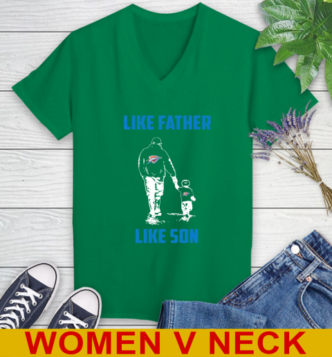 Oklahoma City Thunder NBA Basketball Like Father Like Son Sports Women's V-Neck T-Shirt 5