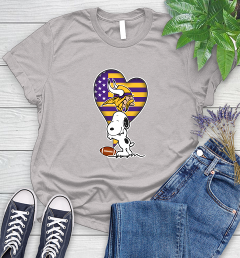 Minnesota Vikings NFL Football The Peanuts Movie Adorable Snoopy Women's T-Shirt 10