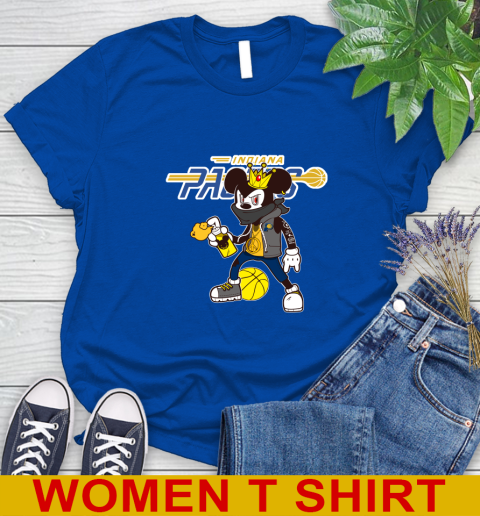 Indiana Pacers NBA Basketball Mickey Peace Sign Sports Women's T-Shirt 9