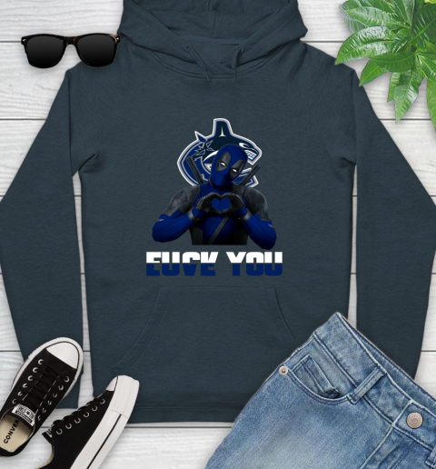 NHL Vancouver Canucks Deadpool Love You Fuck You Hockey Sports Youth Hoodie 10