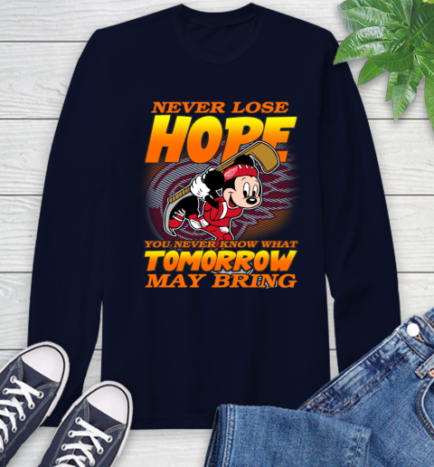 Detroit Red Wings NHL Hockey ootball Mickey Disney Never Lose Hope Long Sleeve T-Shirt 3