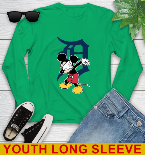 Detroit Tigers MLB Baseball Dabbing Mickey Disney Sports Youth Long Sleeve 7
