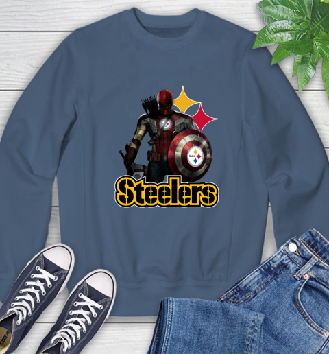 NFL Captain America Thor Spider Man Hawkeye Avengers Endgame Football Pittsburgh Steelers Sweatshirt 7