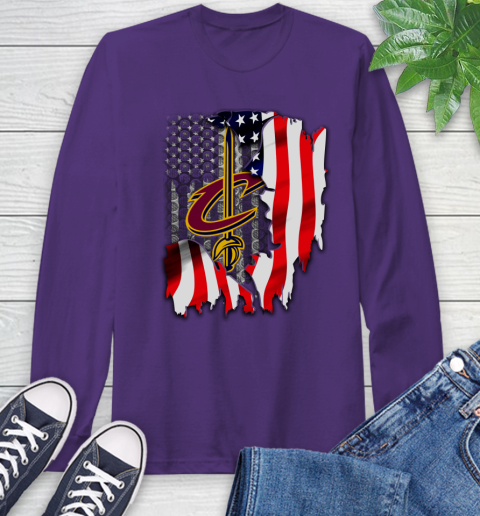 Cleveland Cavaliers NBA Basketball American Flag Long Sleeve T-Shirt 5