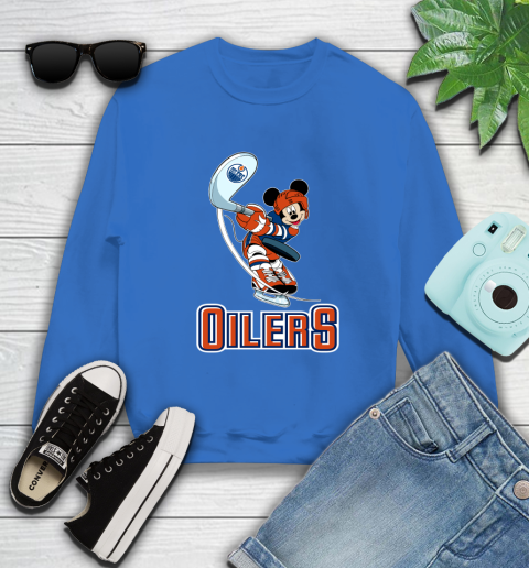 NHL Hockey Edmonton Oilers Cheerful Mickey Mouse Shirt Sweatshirt 9