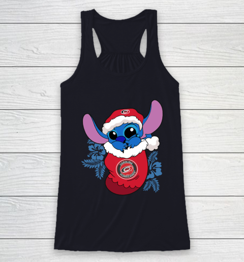 Carolina Hurricanes Christmas Stitch In The Sock Funny Disney NHL Racerback Tank 8