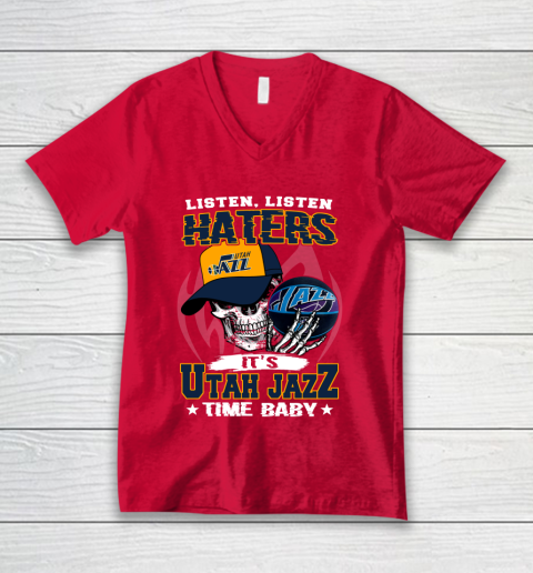 Listen Haters It is JAZZ Time Baby NBA V-Neck T-Shirt 6