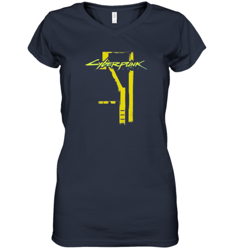 Cyberpunk 2077 Logo Women's V-Neck T-Shirt - Father Figure Cyberpunk 2077 Logo Women's V-Neck T-Shirt - Father Figure