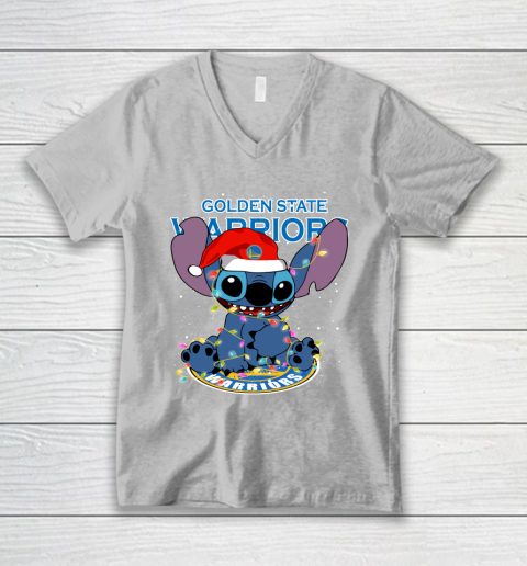 Golden State Warriors NBA noel stitch Basketball Christmas V-Neck T-Shirt 2