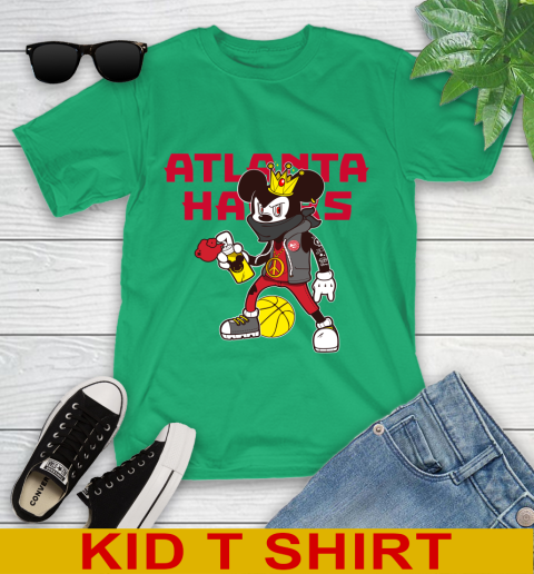 Atlanta Hawks NBA Basketball Mickey Peace Sign Sports Youth T-Shirt 6
