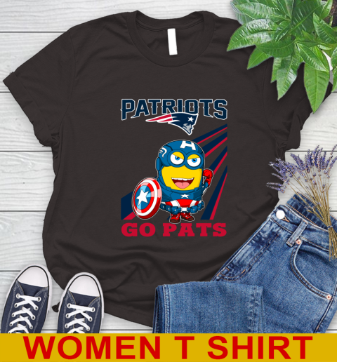 NFL Football New England Patriots Captain America Marvel Avengers Minion Shirt Women's T-Shirt 9