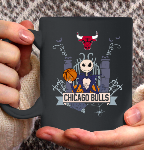 NBA Chicago Bulls Basketball Jack Skellington Halloween Ceramic Mug 11oz 2