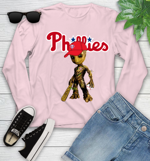 MLB Philadelphia Phillies Groot Guardians Of The Galaxy Baseball Youth Long Sleeve 10