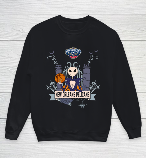 NBA New Orleans Pelicans Basketball Jack Skellington Halloween Youth Sweatshirt